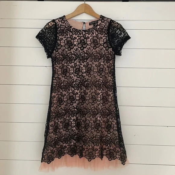 Trixxi | Dresses | Trixxi Girl Peach And Black Lace Girls Dress | Poshmark